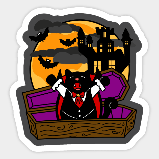 Count Cat-cula Halloween Vampire Kitty Sticker by Bitycat